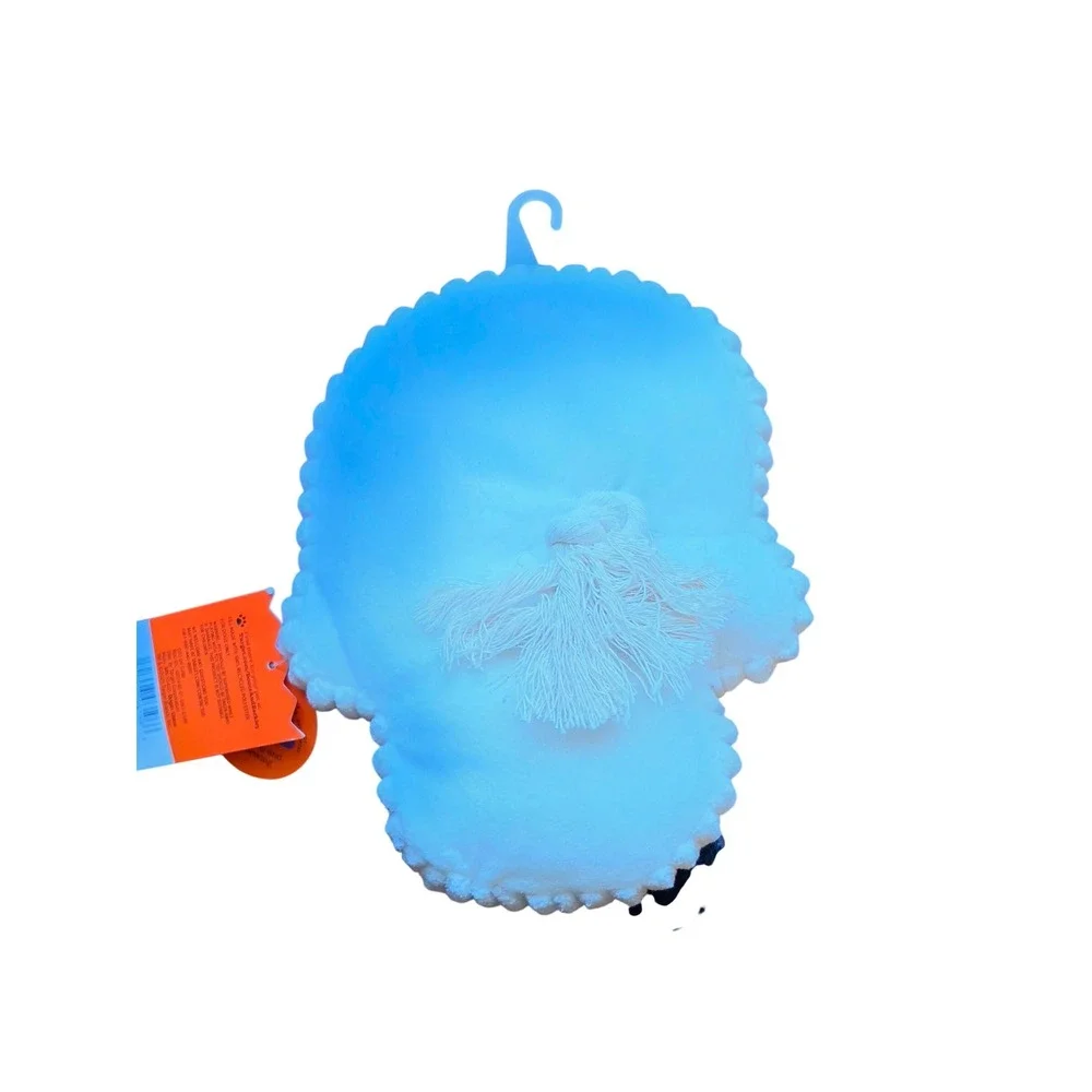 BarkBox Bark Skull Dog Toy Blue Neon Squeaky Plush Rope Eyeball Halloween Toy